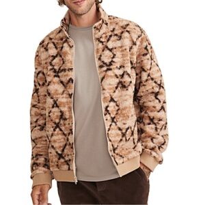 Marine Layer pattern hile pile fleece jacket tan geo print NEW NWT Large L